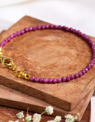 ruby faceted chain bracelet 3mm