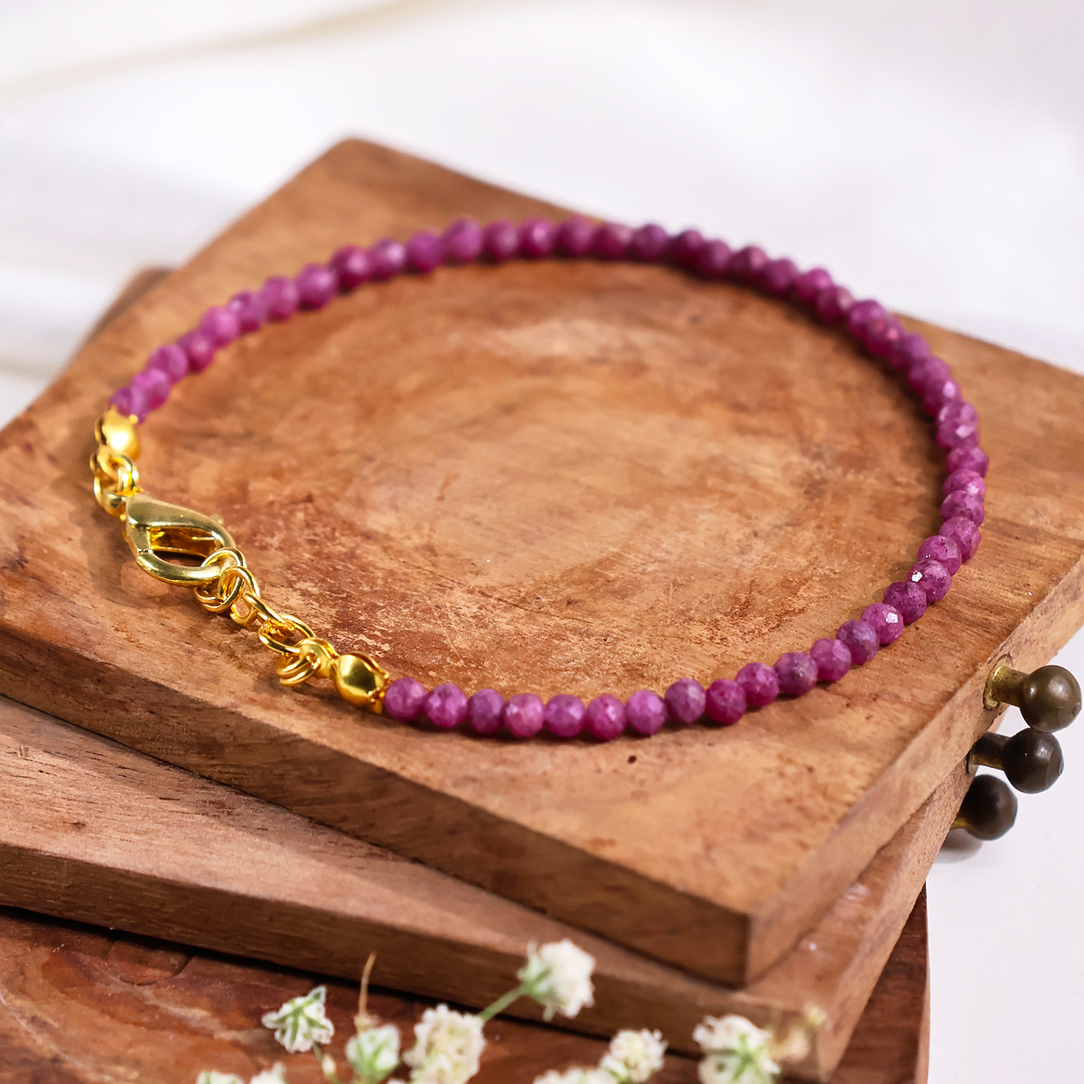Ruby Faceted Chain Bracelet 3mm-Shubhanjali Store (4) ruby faceted chain bracelet 3mm