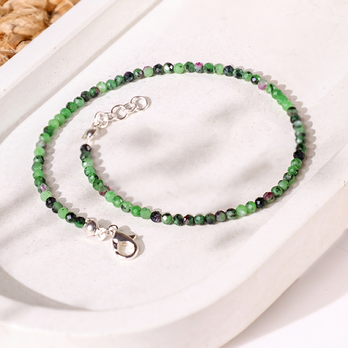 Ruby Zoisite Faceted Bracelet 3mm-Shubhanjali Store (2) ruby zoisite faceted anklet 3mm