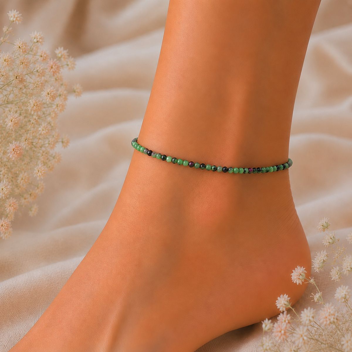 Ruby Zoisite Faceted Bracelet 3mm ruby zoisite faceted anklet 3mm