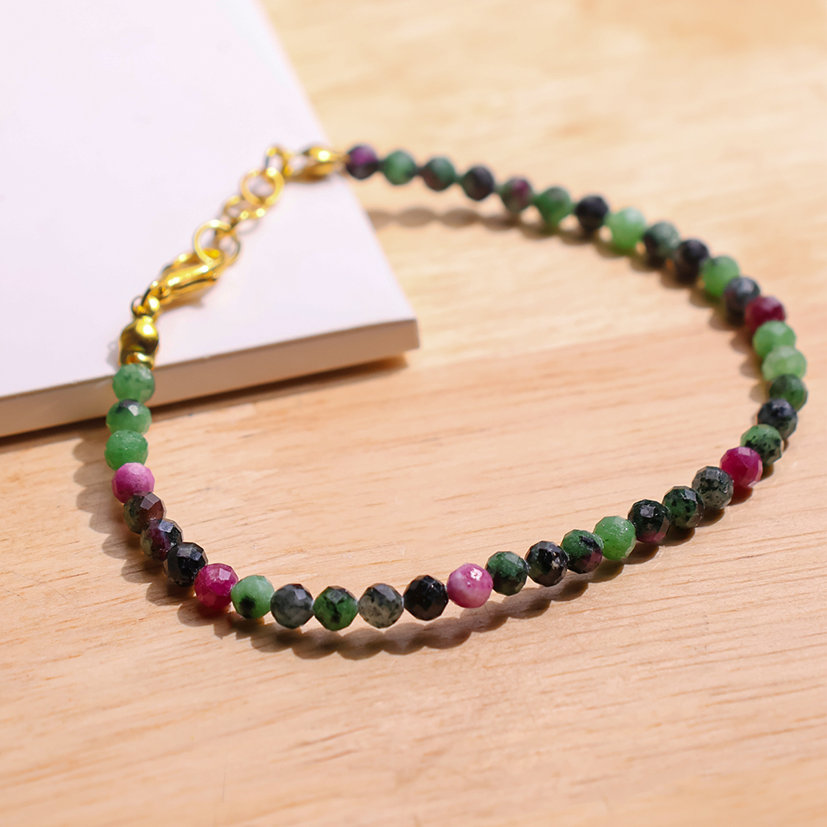 Ruby Zoisite Faceted Chain Bracelet 4mm-Shubhanjali Store (1) ruby zoisite faceted chain bracelet 4mm