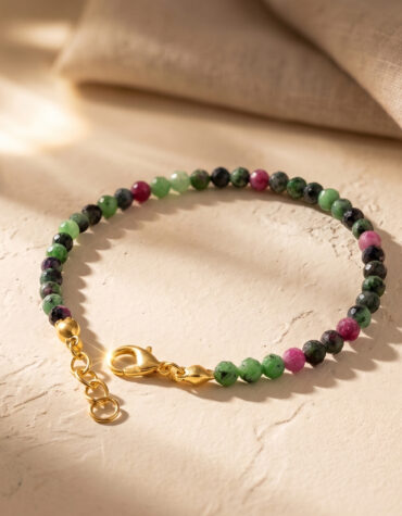 ruby zoisite faceted chain bracelet 4mm