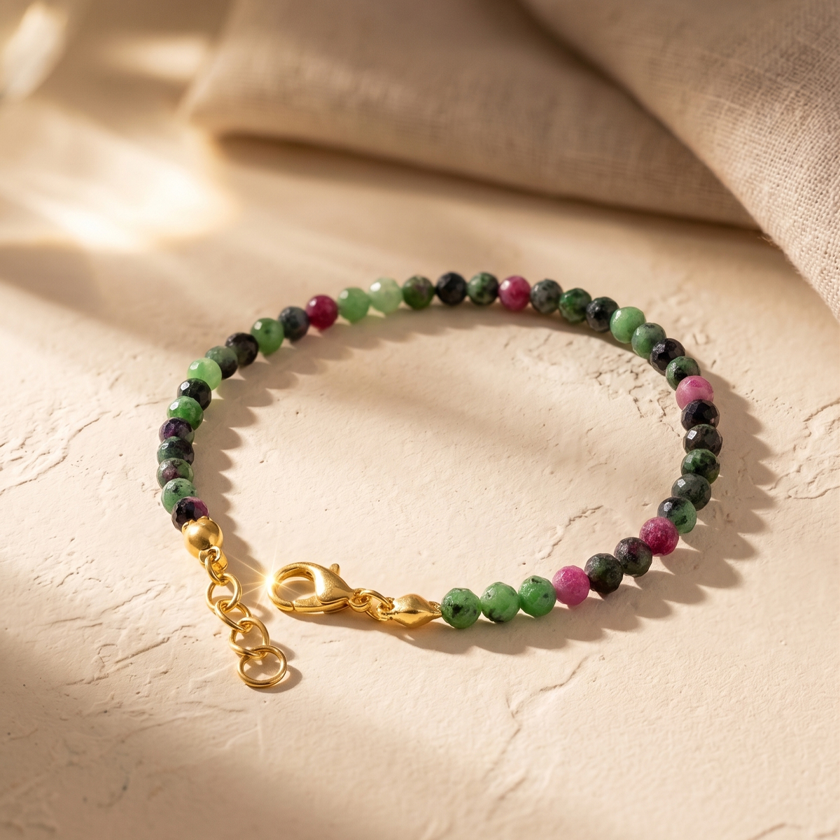 Ruby Zoisite Faceted Chain Bracelet 4mm-Shubhanjali Store (3) ruby zoisite faceted chain bracelet 4mm