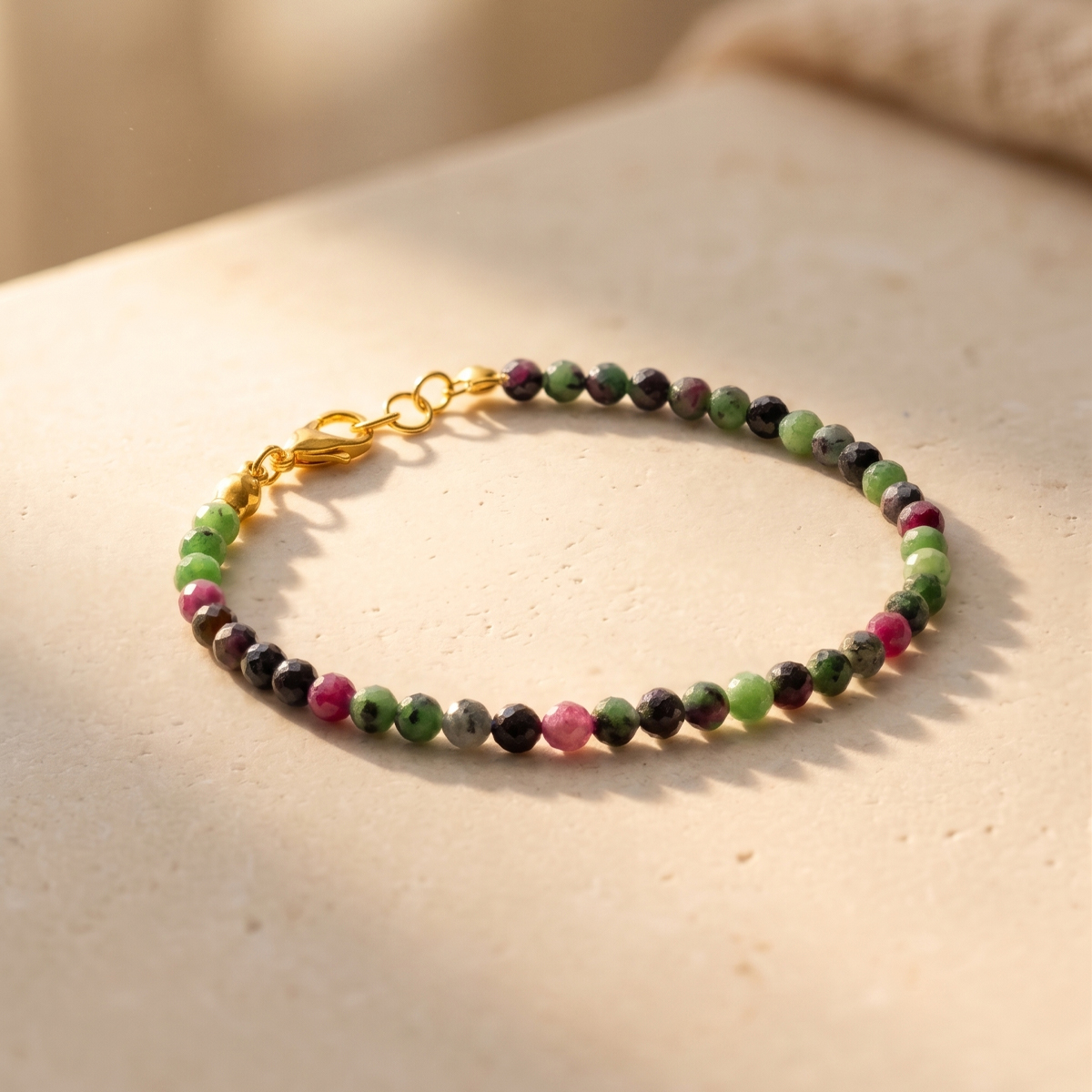 Ruby Zoisite Faceted Chain Bracelet 4mm-Shubhanjali Store (4) ruby zoisite faceted chain bracelet 4mm