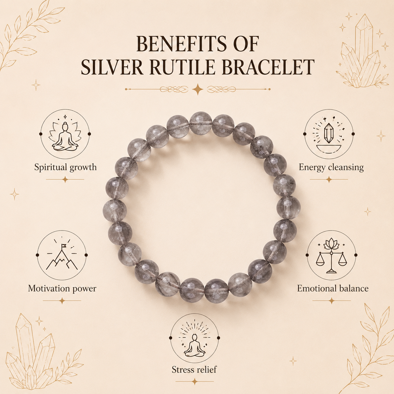 Silver Rutile Bracelet-Shubhanjali Story silver rutile bracelet 8mm