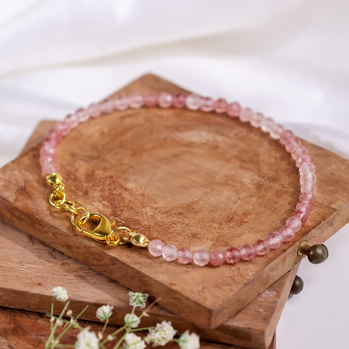 Strawberry Faceted Chain Bracelet 4mm-Shubhanjali Store (1) strawberry faceted chain bracelet 4mm
