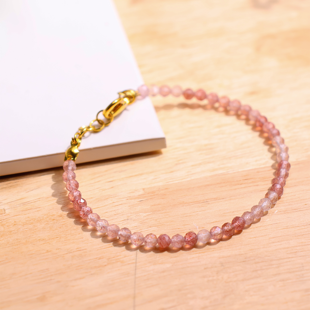 Strawberry Faceted Chain Bracelet 4mm-Shubhanjali Store (2) strawberry faceted chain bracelet 4mm
