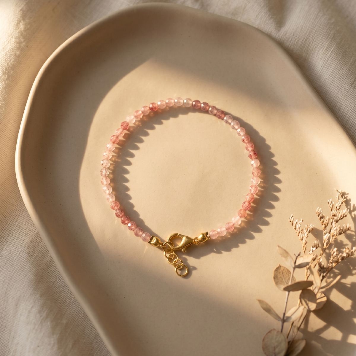 Strawberry Faceted Chain Bracelet 4mm-Shubhanjali Store (3) strawberry faceted chain bracelet 4mm