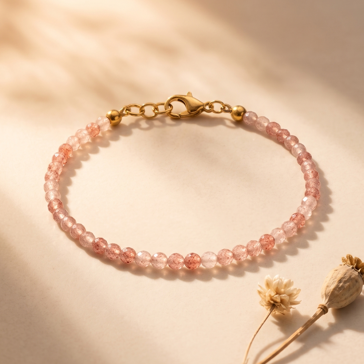 Strawberry Faceted Chain Bracelet 4mm-Shubhanjali Store (4) strawberry faceted chain bracelet 4mm