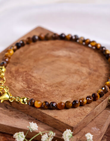 tiger eye faceted chain bracelet 4mm