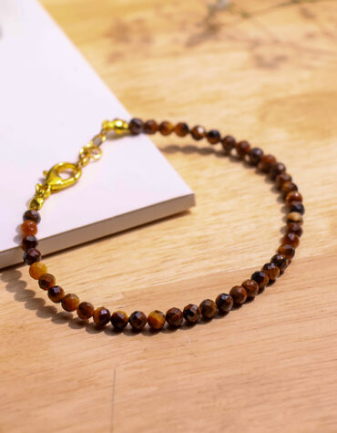 tiger eye faceted chain bracelet 4mm