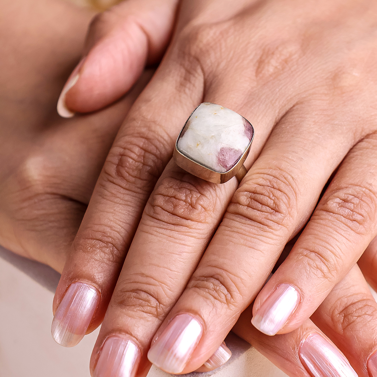 Untitled-12 pink tourmaline cabochon ring