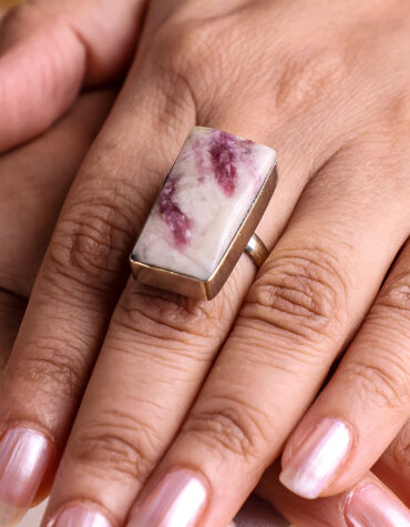 pink tourmaline cabochon ring