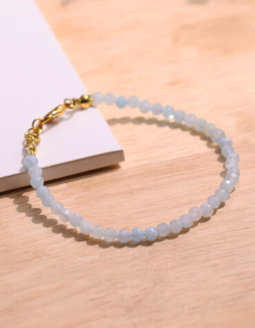 aquamarine faceted chain bracelet 3mm