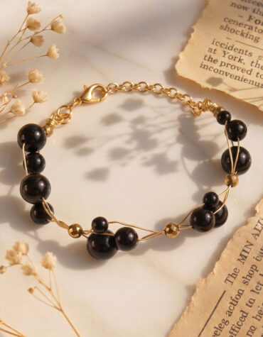 black tourmaline wire bracelet