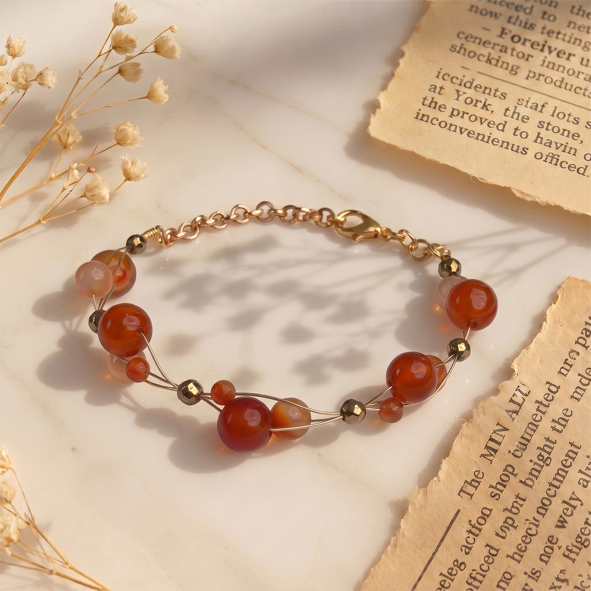 Untitled-2 red carnelian wire bracelet