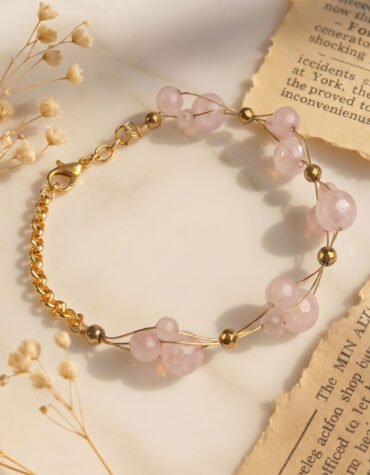 rose quartz wire bracelet