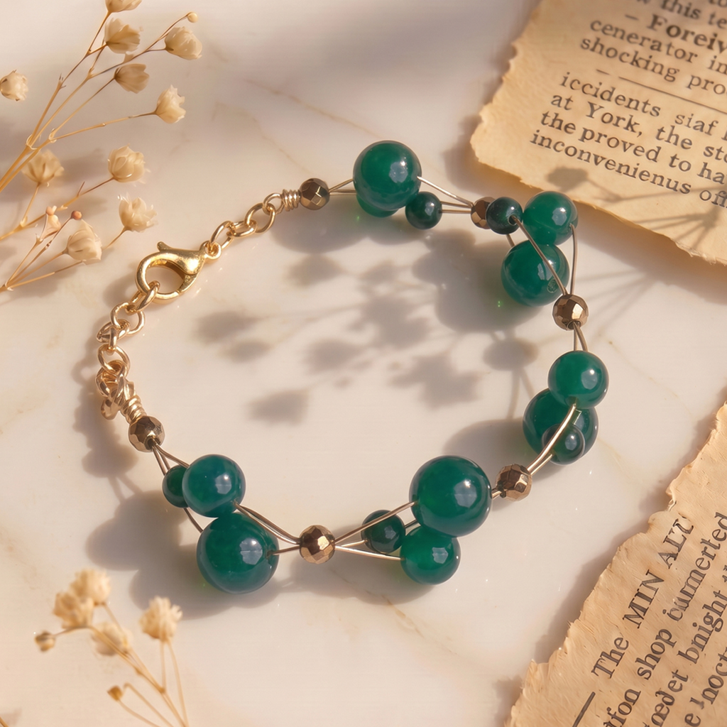 Untitled-2 green jade wire bracelet