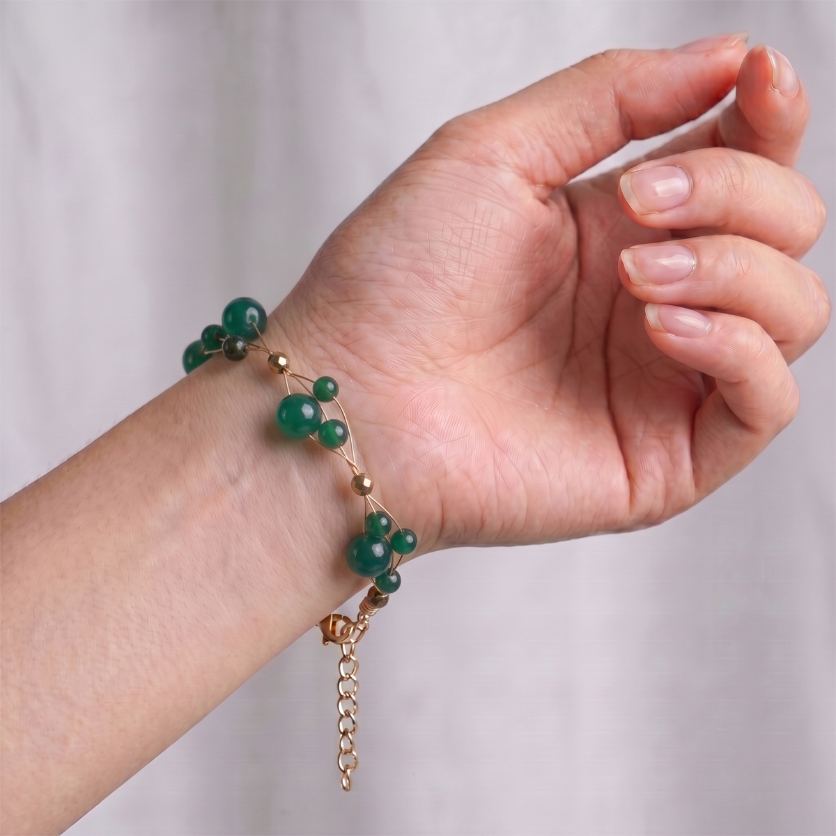 Untitled-3 green jade wire bracelet