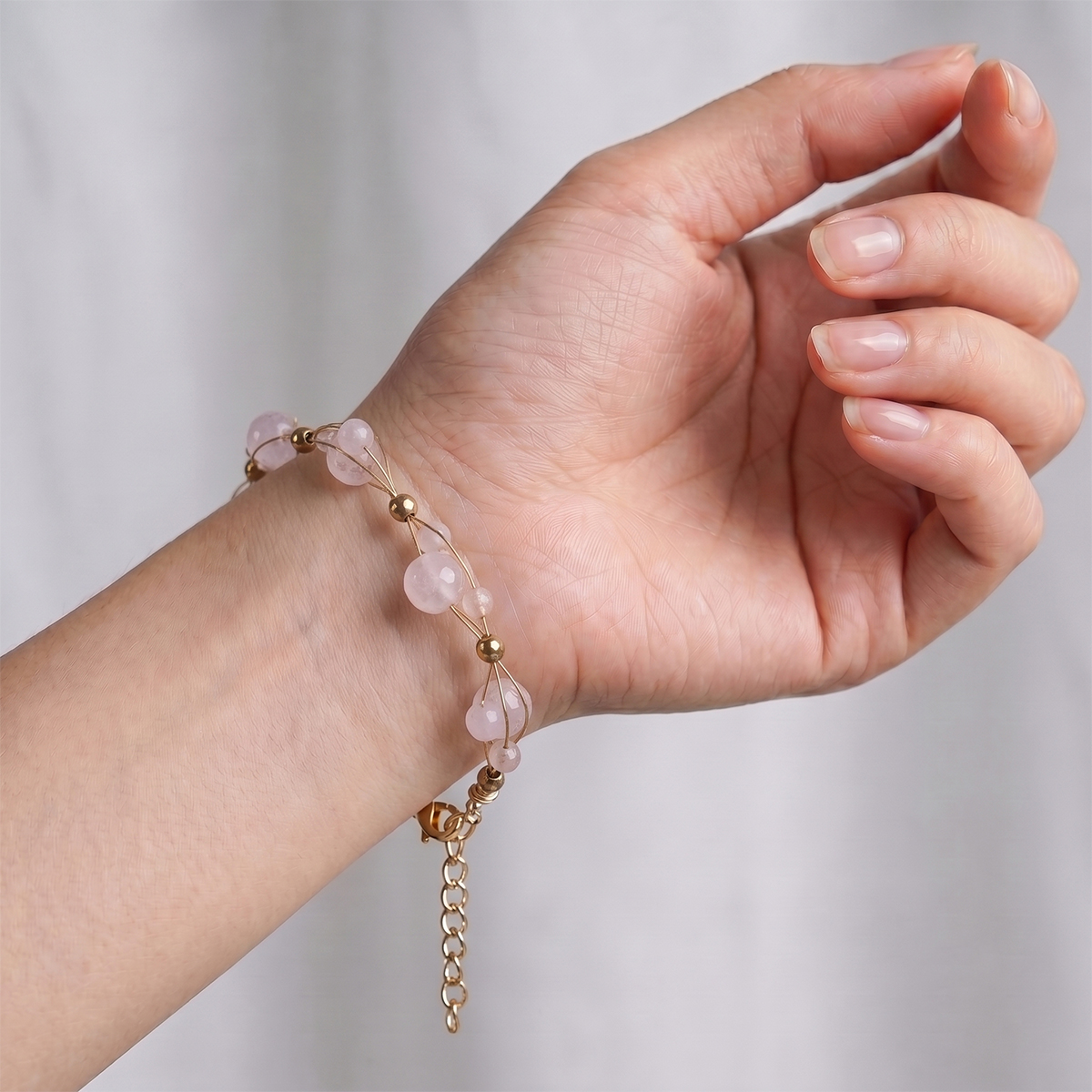 Untitled-3 rose quartz wire bracelet