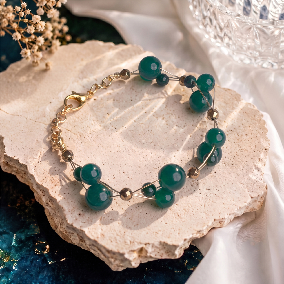 Untitled-4 green jade wire bracelet