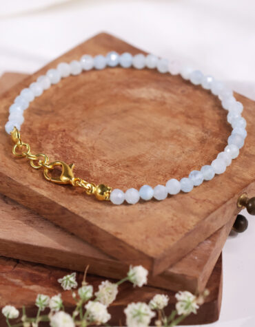 aquamarine faceted chain bracelet 3mm