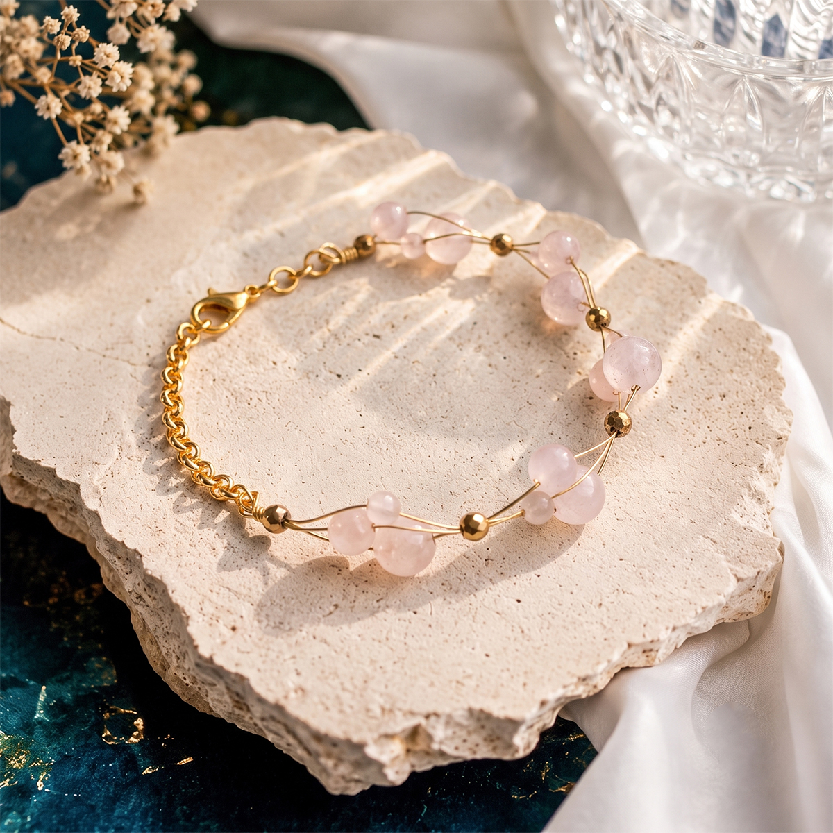 Untitled-4 rose quartz wire bracelet