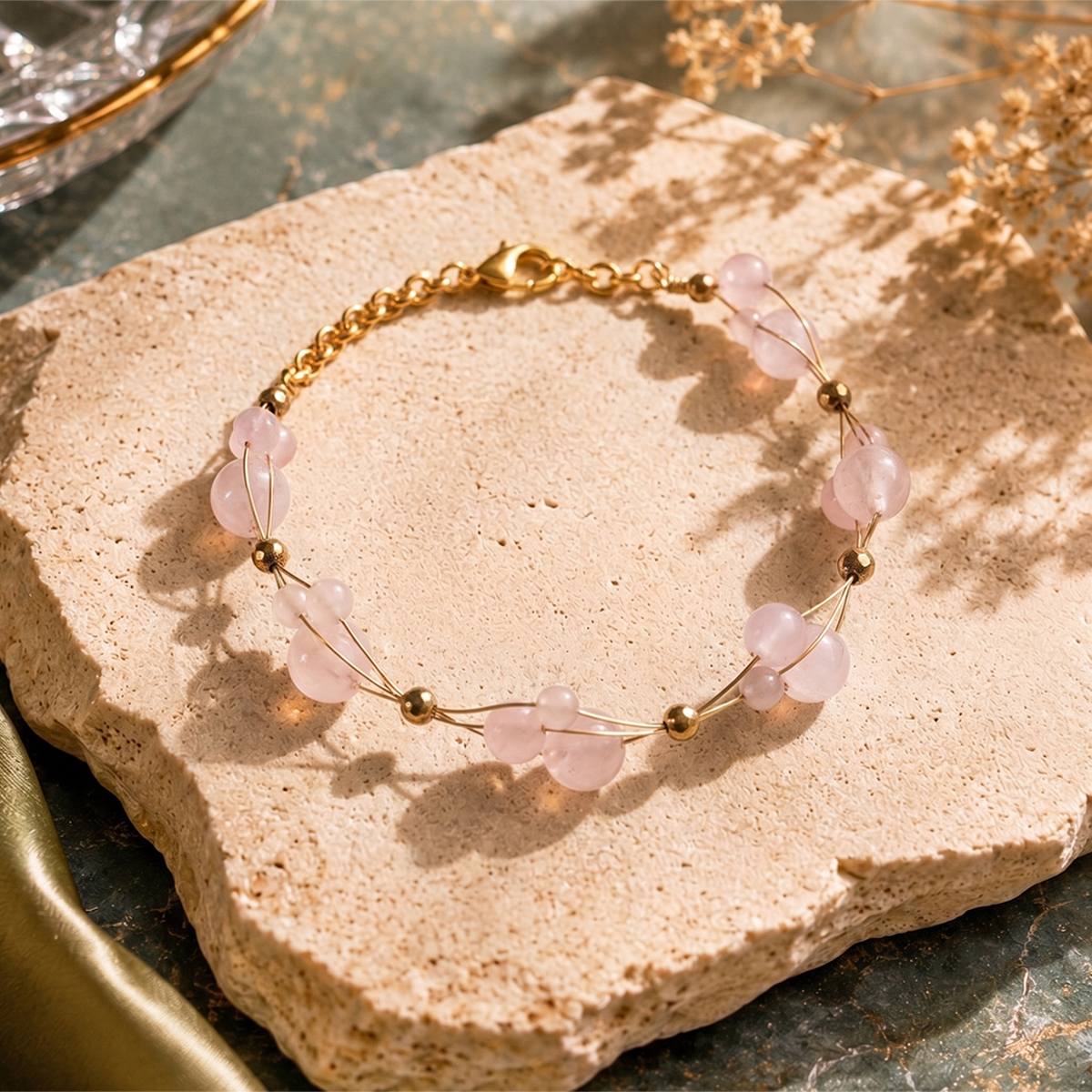 Untitled-5 rose quartz wire bracelet