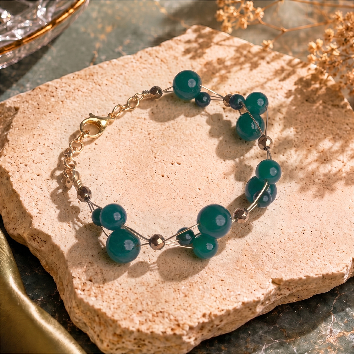 Untitled-5 green jade wire bracelet