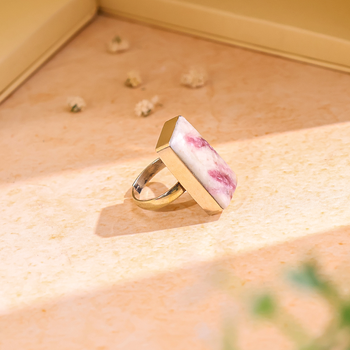Untitled-5 pink tourmaline cabochon ring