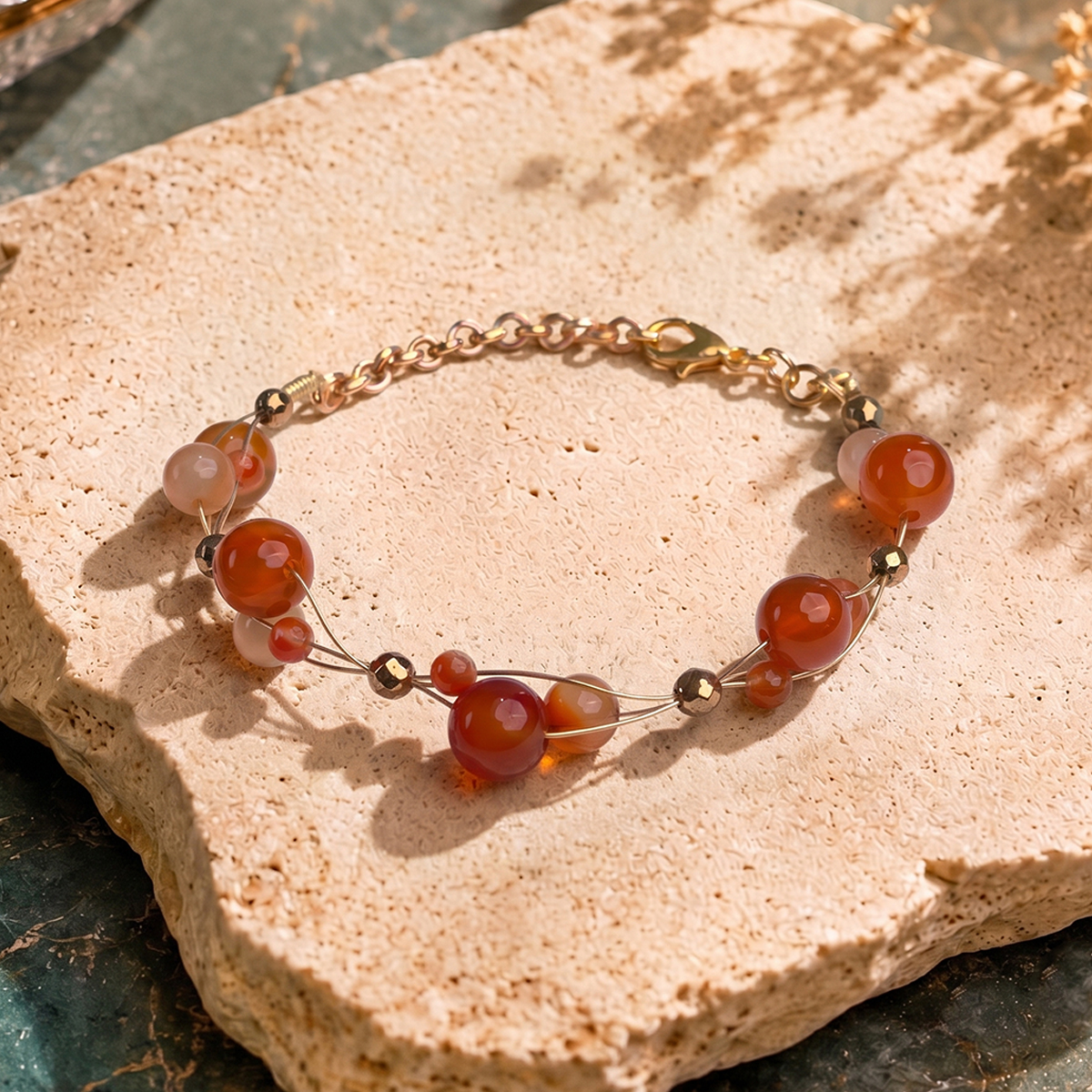 Untitled-5 red carnelian wire bracelet