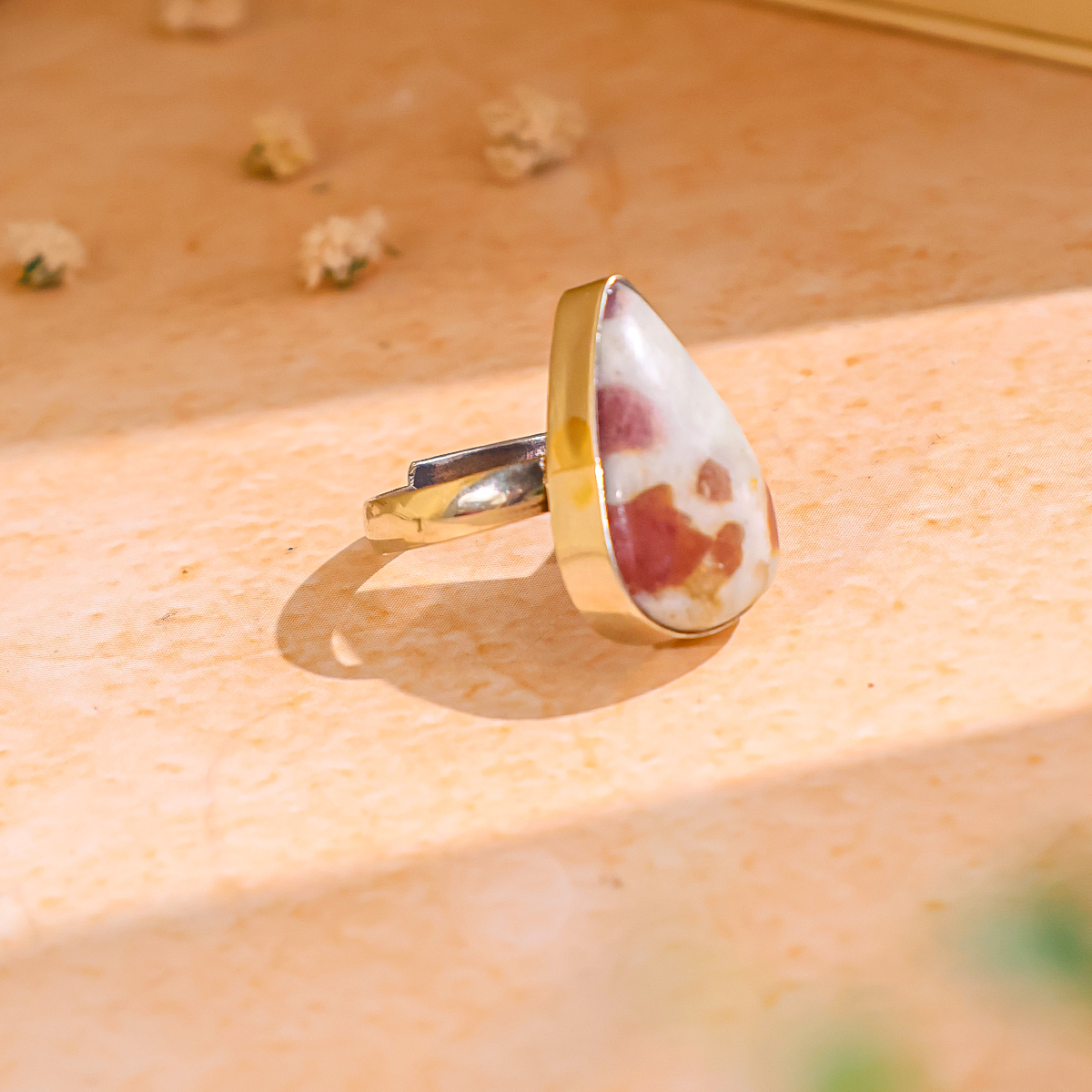 Pink Tourmaline Cabochon Ring