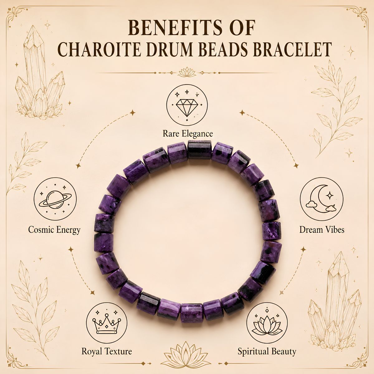 Untitled design (5) charoite drum beads bracelet