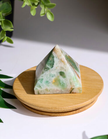 green fluorite stone pyramid