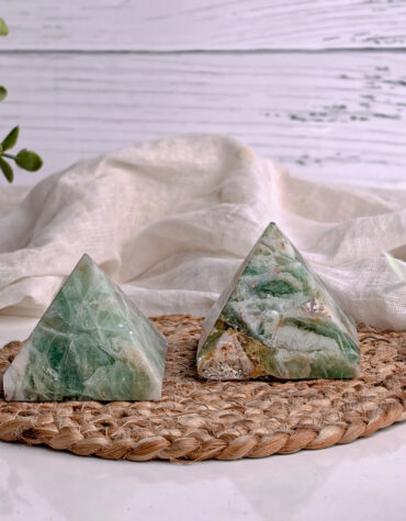 green fluorite stone pyramid