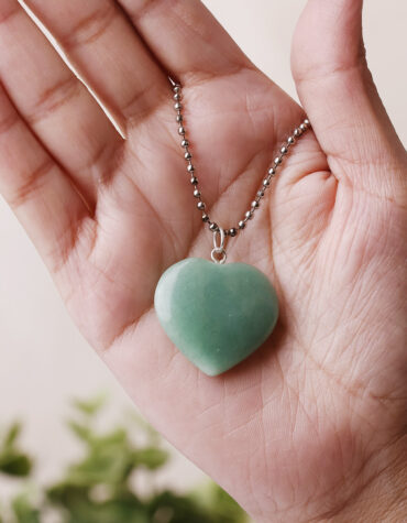 green aventurine big heart pendant