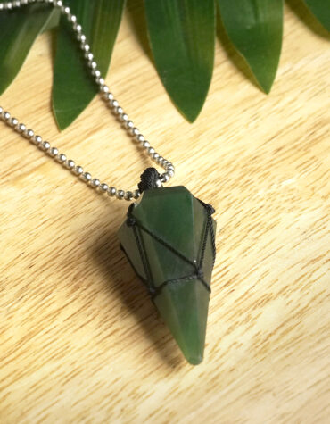 green jade point pendant black thread