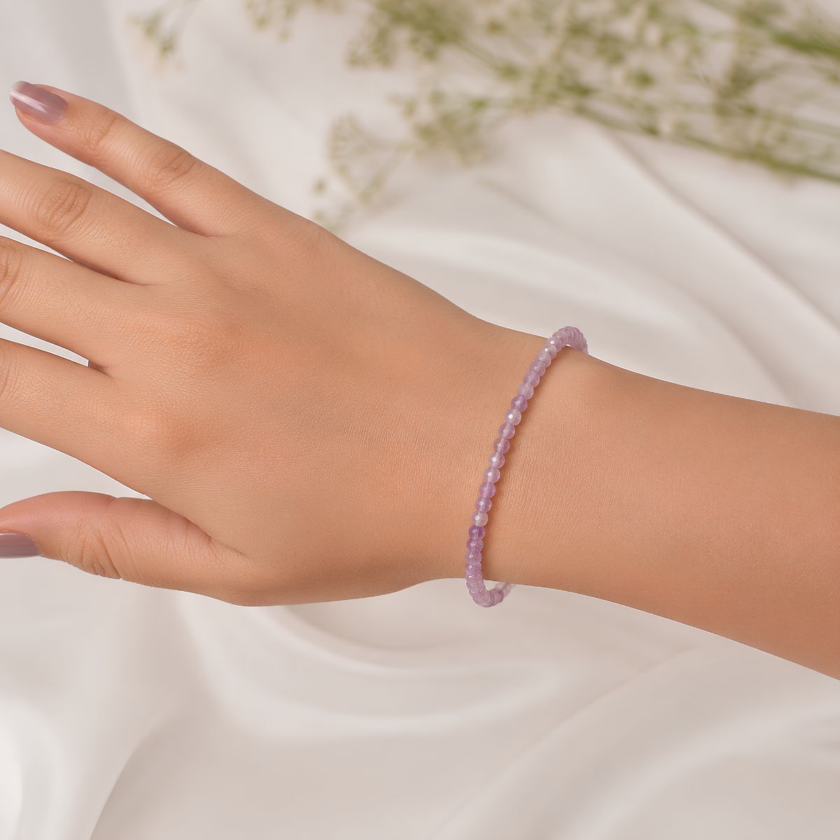 Amethyst Faceted 2 MM Chain Bracelet-Shubhanjali Store amethyst faceted chain bracelet 2 mm