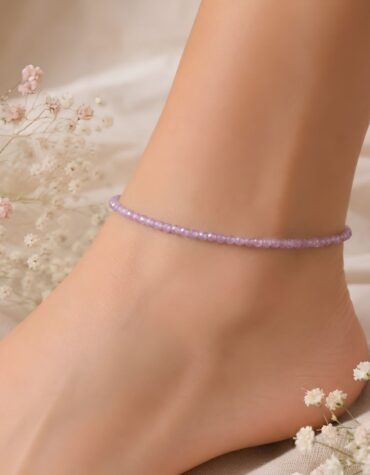 amethyst faceted anklet 2 mm