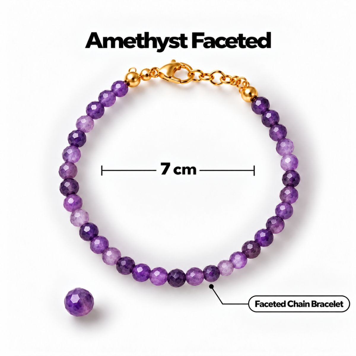 Amethyst faceted Chain Bracelet 4mm amethyst faceted chain bracelet 4mm