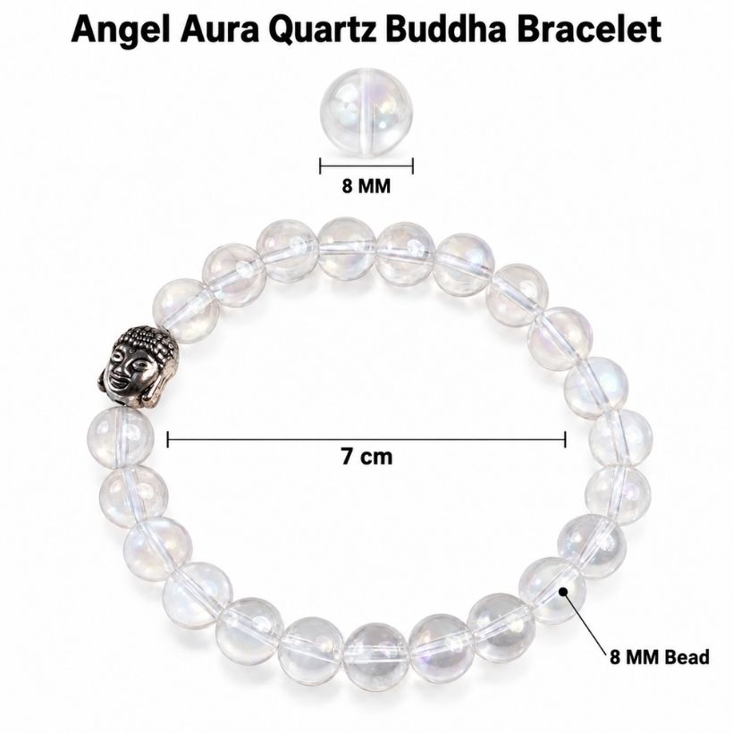 Angel Aura Quartz Buddha Bracelet 8 mm angel aura quartz buddha bracelet 8 mm