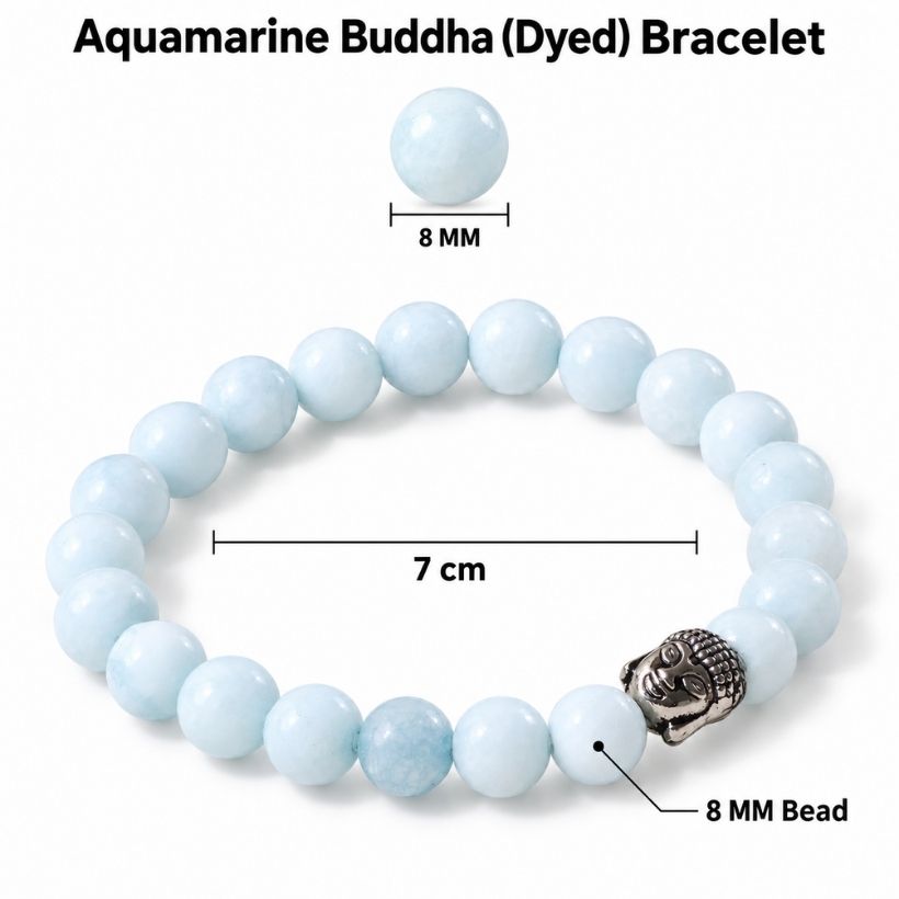 Aquamarine Buddha Bracelet 8mm (Dyed) aquamarine buddha bracelet 8mm (dyed)