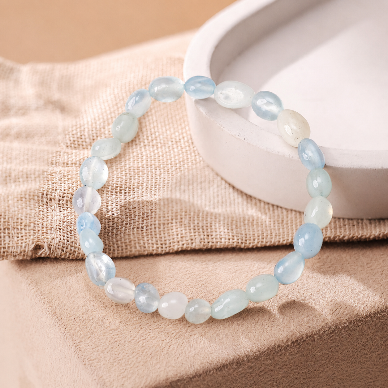 Aquamarine Small Tumble Beads Bracelet-Shubhanjali Store aquamarine small tumble beads bracelet
