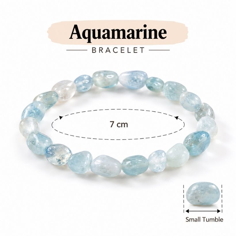 Aquamarine Small Tumble Beads Bracelet aquamarine small tumble beads bracelet