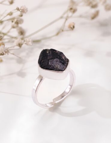 black obsidian single raw ring
