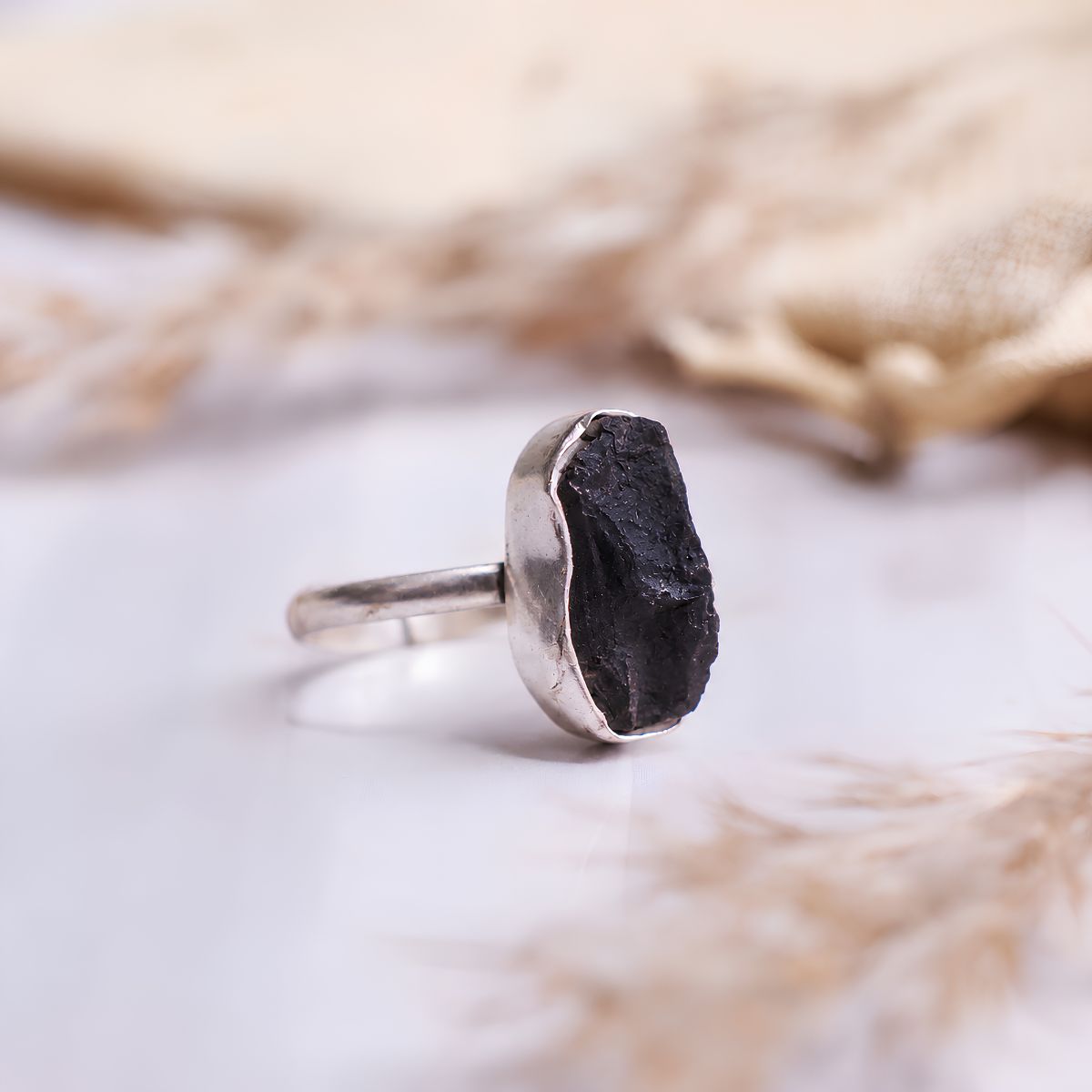 Black Obsidian Single Raw Ring (2) black obsidian single raw ring