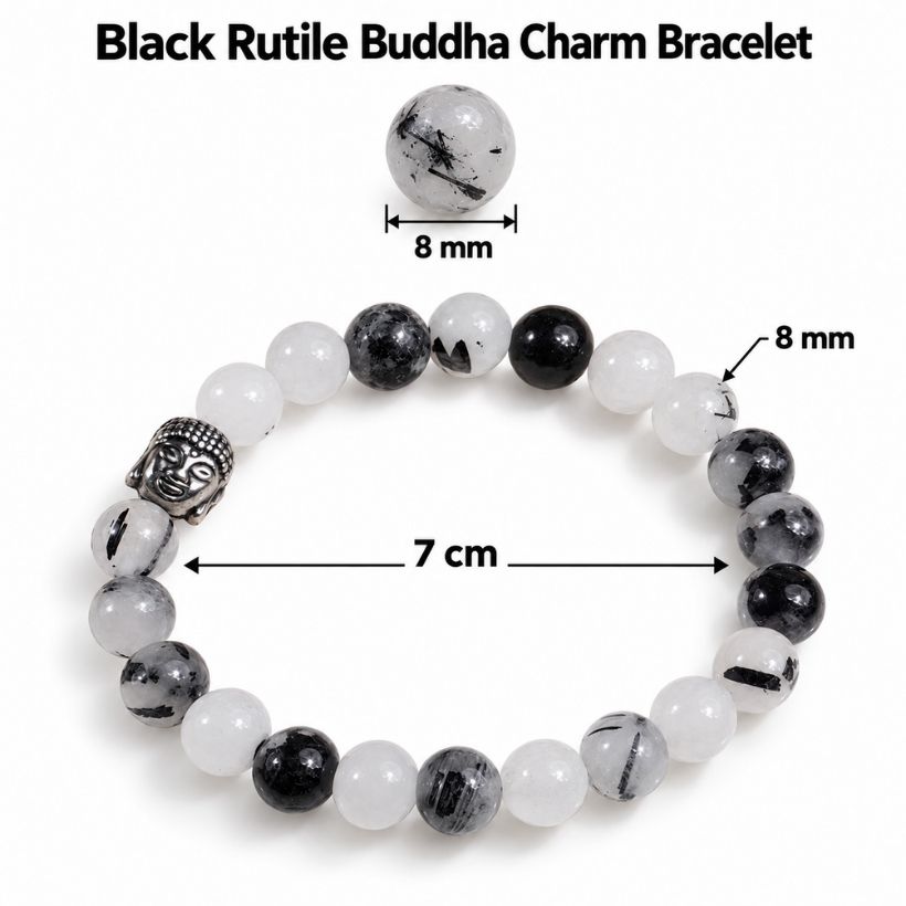 Black Rutile Buddha Bracelet 8mm black rutile buddha bracelet 8mm