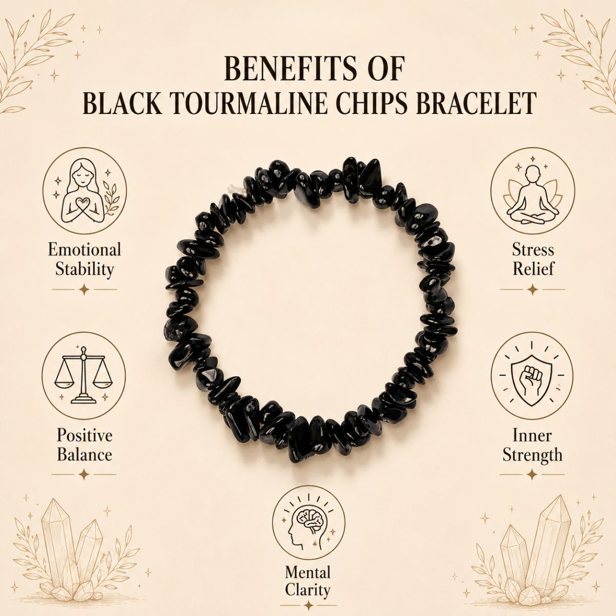 Black Tourmaline Chips Bracelet-Shubhanjali Store black tourmaline chips bracelet