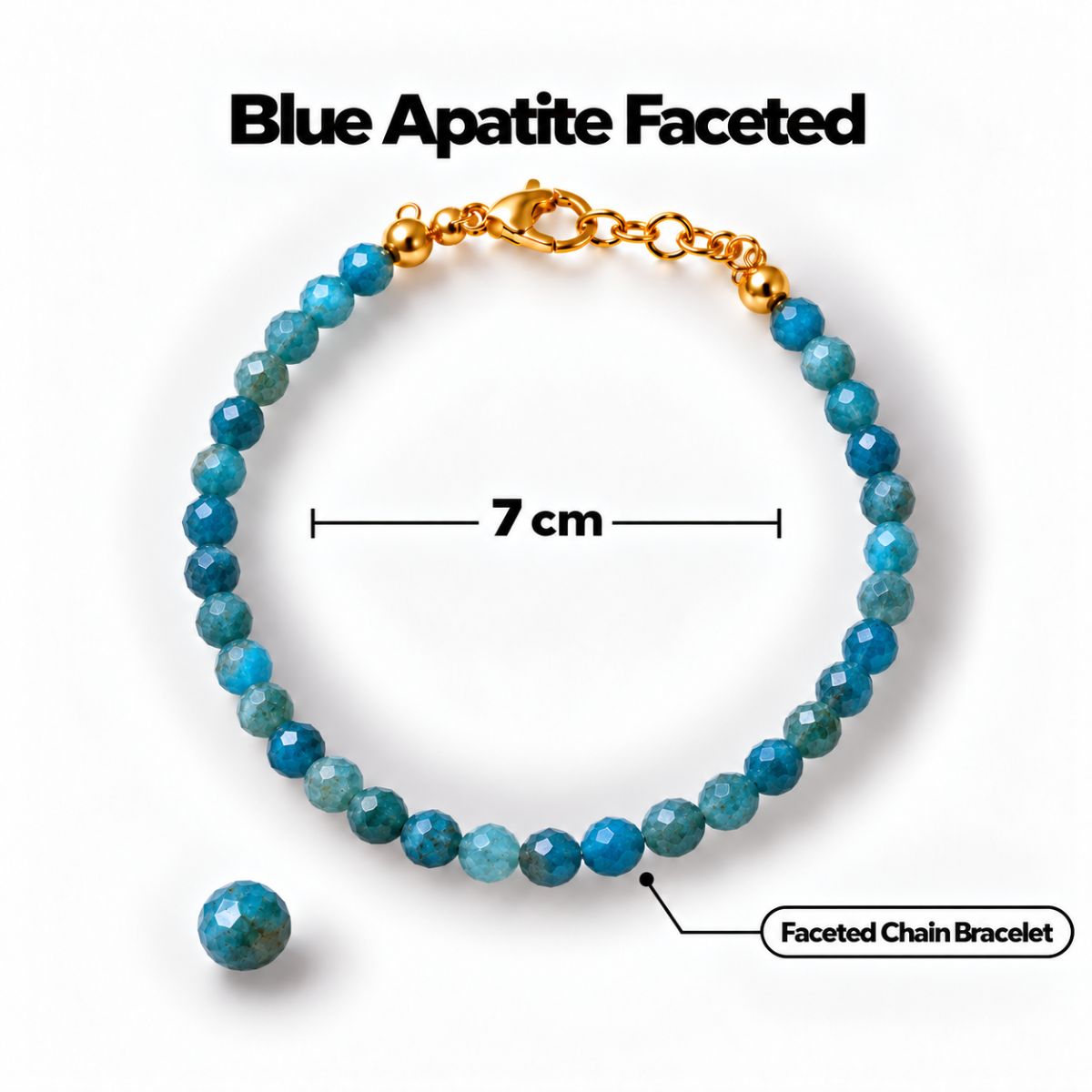 Blue Apatite Faceted Chain Bracelet 4mm blue apatite faceted chain bracelet 4mm