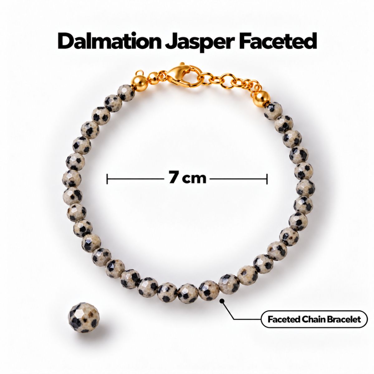 Dalmation Jasper Faceted Chain Bracelet 4mm dalmation jasper faceted chain bracelet 4mm